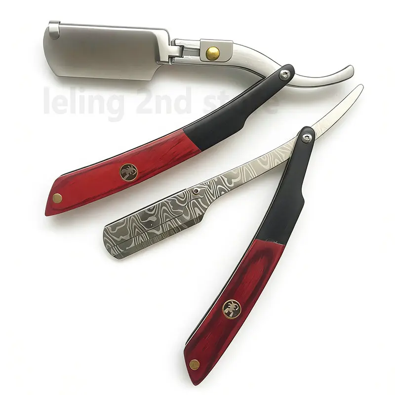 Holz-Friseurwerkzeuge Haarrasierer und Klingen Herren-Rasiermesser Antikes Klappbares Rasiermesser Unisex Haarentfernung Geschenk Image