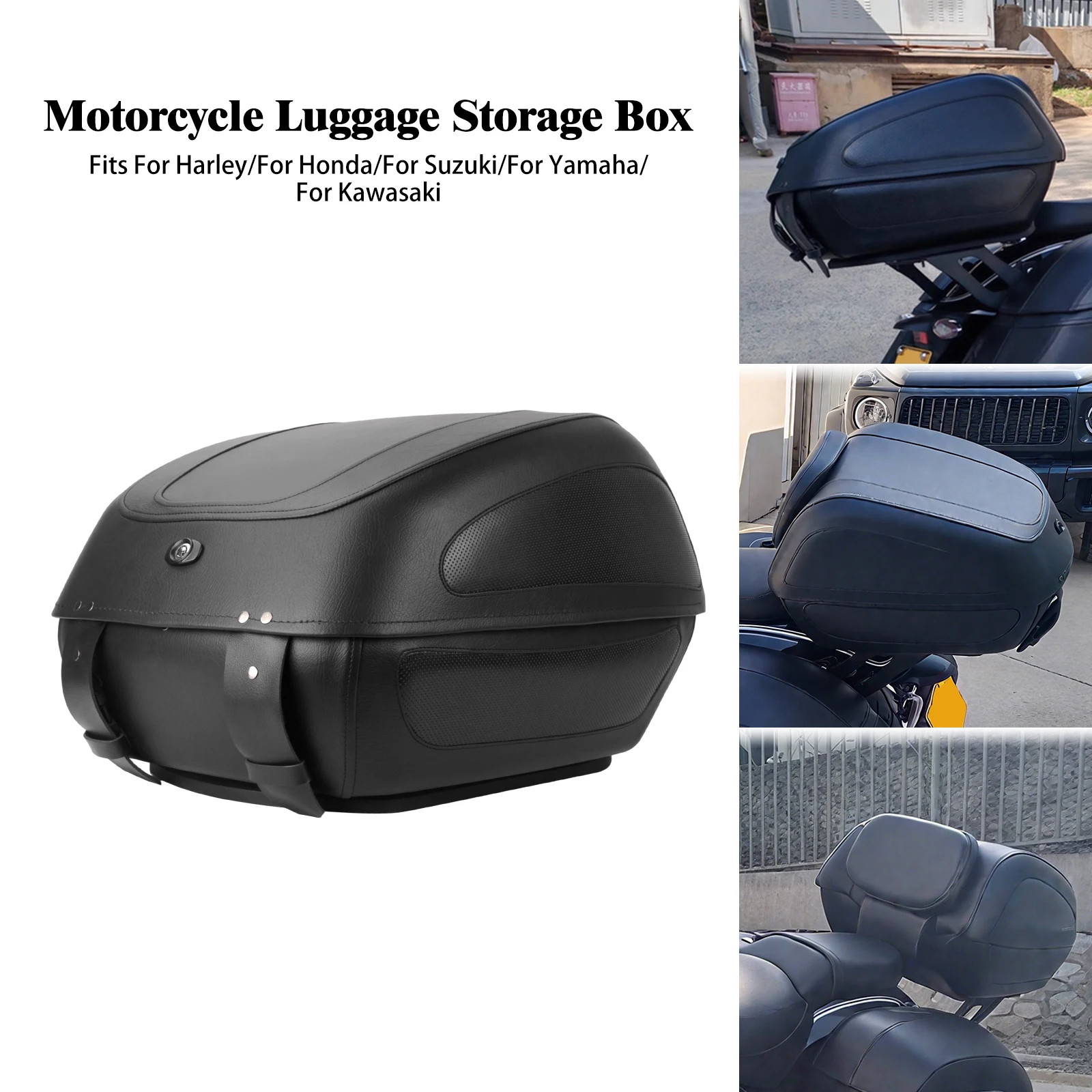 Motorrad-Koffertasche, robuste Werkzeugbox, Gepäckträgertasche, Hecktasche für Harley, Indian, Honda, Suzuki, Kawasaki Image