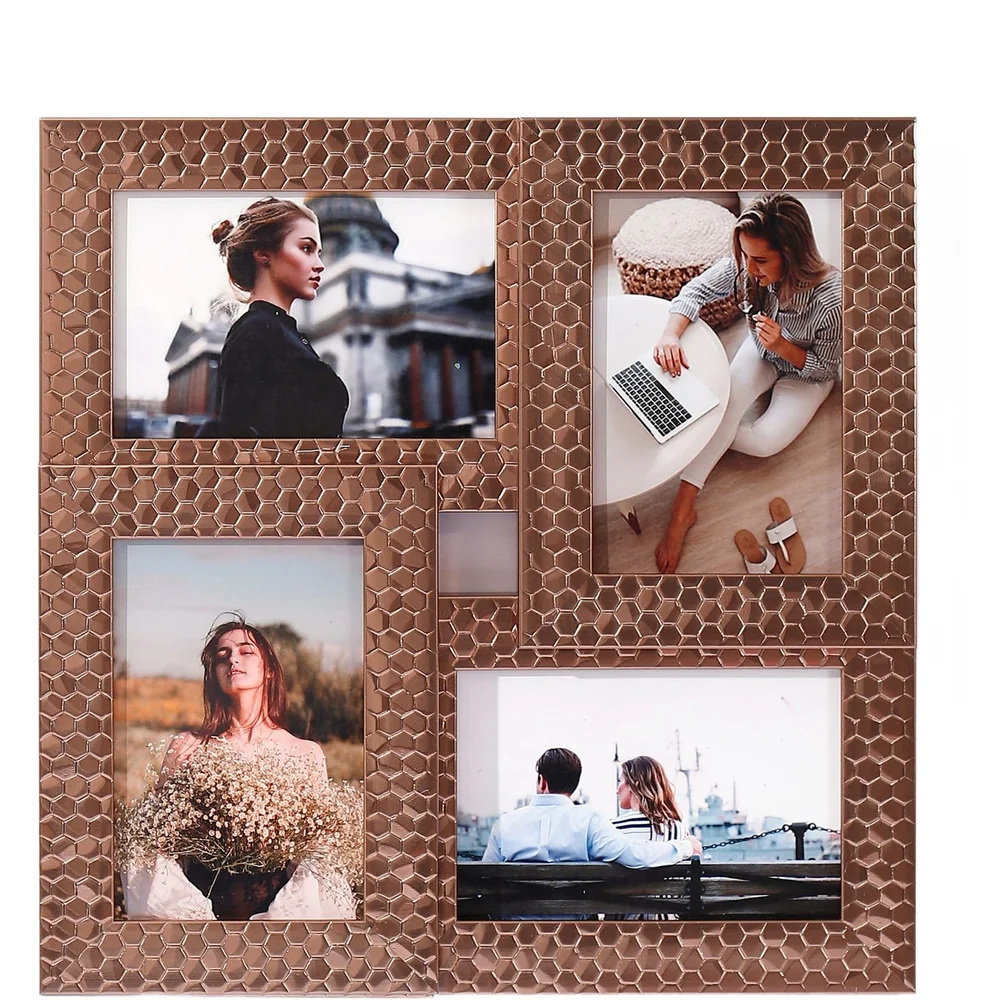 Wandmontierter Bilderrahmen für 4-6 Zoll Fotos Quadratisches Harz-Design für Moderne Wohnzimmer Schlafzimmer Eingangsbereich Dekoration Image