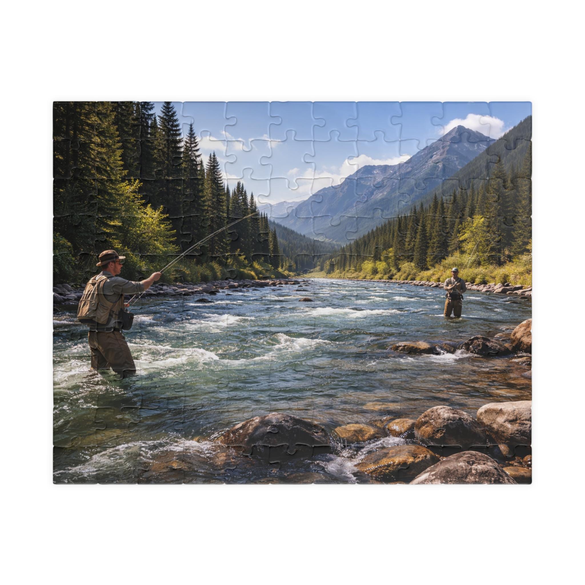 Puzzle di pesca a mosca sul fiume di montagna, 110.252.520.1014 pezzi, puzzle per divertimento in famiglia, puzzle per esterni, puzzle con paesaggio n