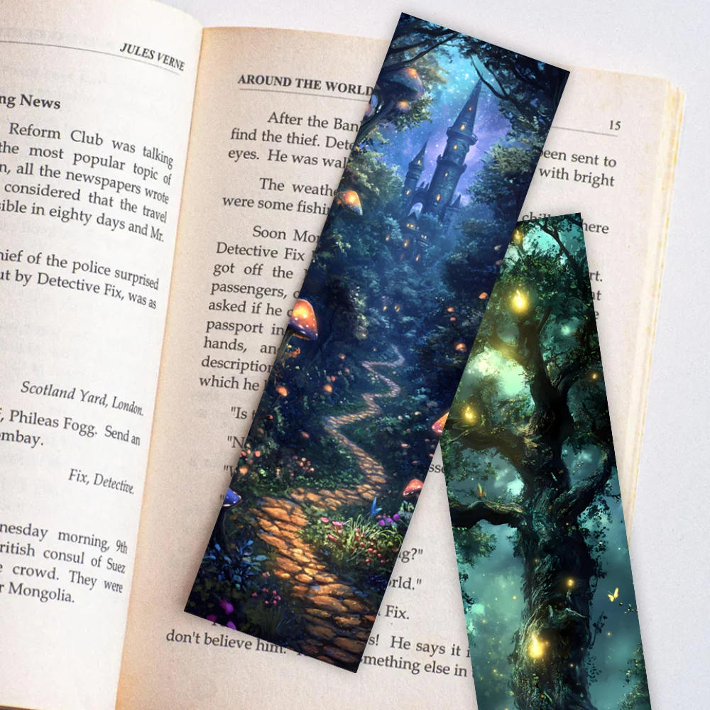 32 Stück, Fantasy Forest Starry Sky Lesezeichen, geeignet für Lehrer, Leser und Buchliebhaber, Geburtstagsgeschenk Image