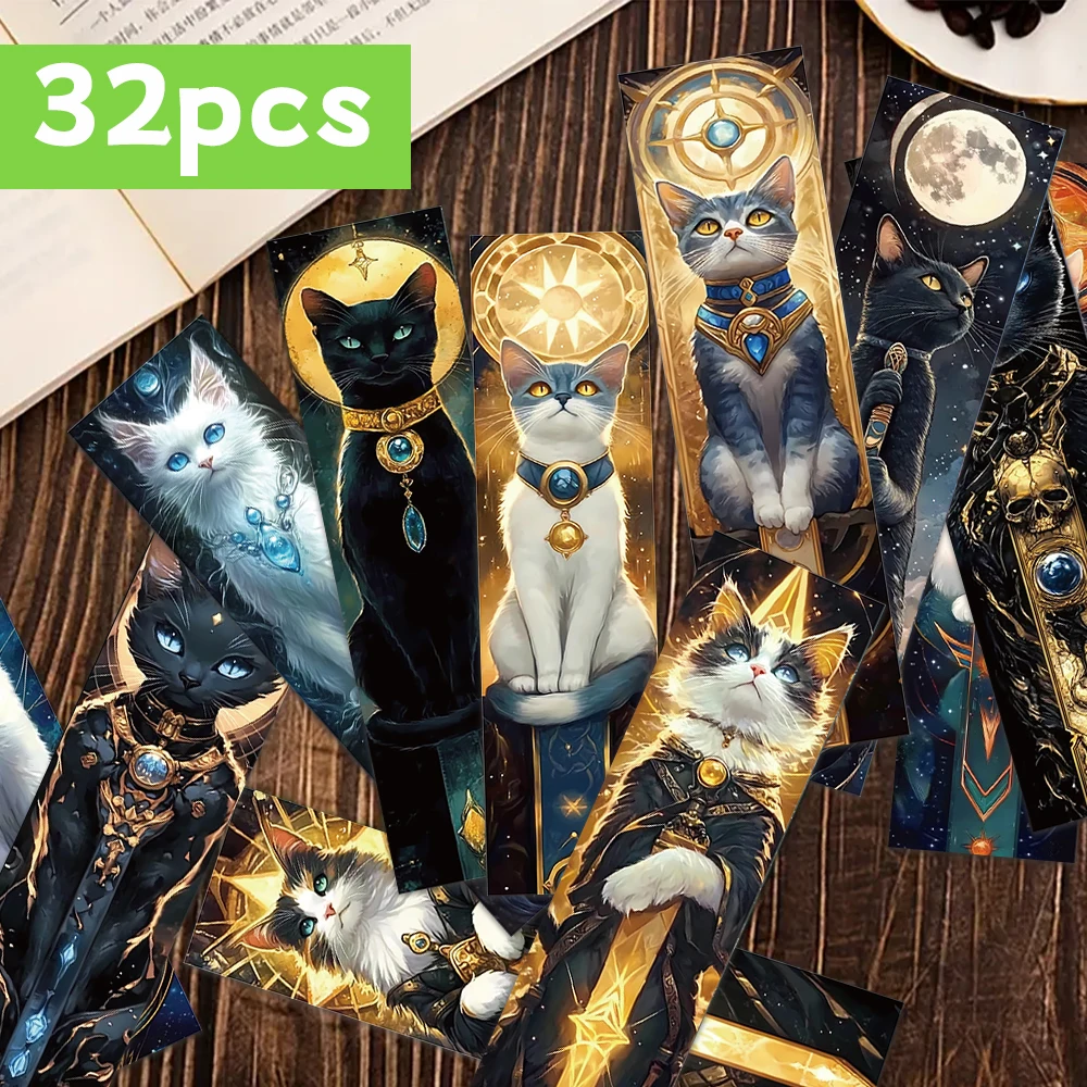 32 Stück, Mystery Cat Lesezeichen, Tiermiau-Thema, ideale DIY-Lesemarker, perfekt für Studenten, Lehrer und Buchliebhaber Image