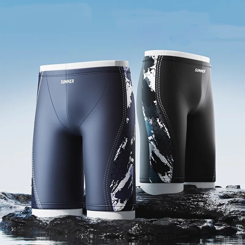 Männer Ein Stück Professionelle Wasserdichte Outdoor Sport Strand Surfen Schwimmen Shorts Sonne Schützen Schnell Trocknende Badehose Board Briefs Image