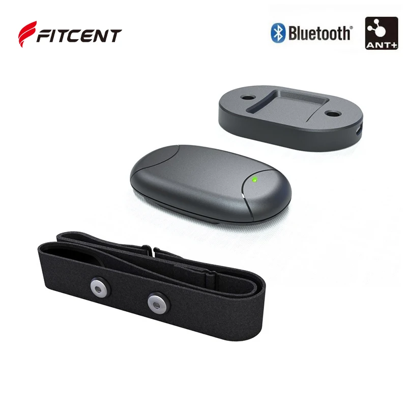 FITCENT 5,3 Khz ANT + Bluetooth 5,0 Heart Rate Monitor Brustgurt mit Drahtlose Ladegerät Kompatibel mit Wahoo Garmin Uhr zwift