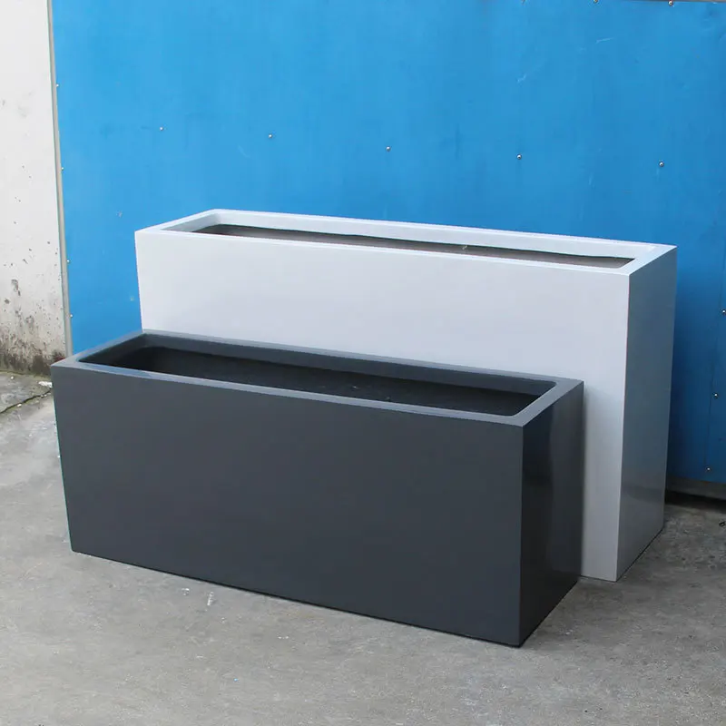 FRP Outdoor-Blumenkasten für Balkon, Garten, Teich, Hof, Terrasse, Dach – Weißer Pflanzkübel Image
