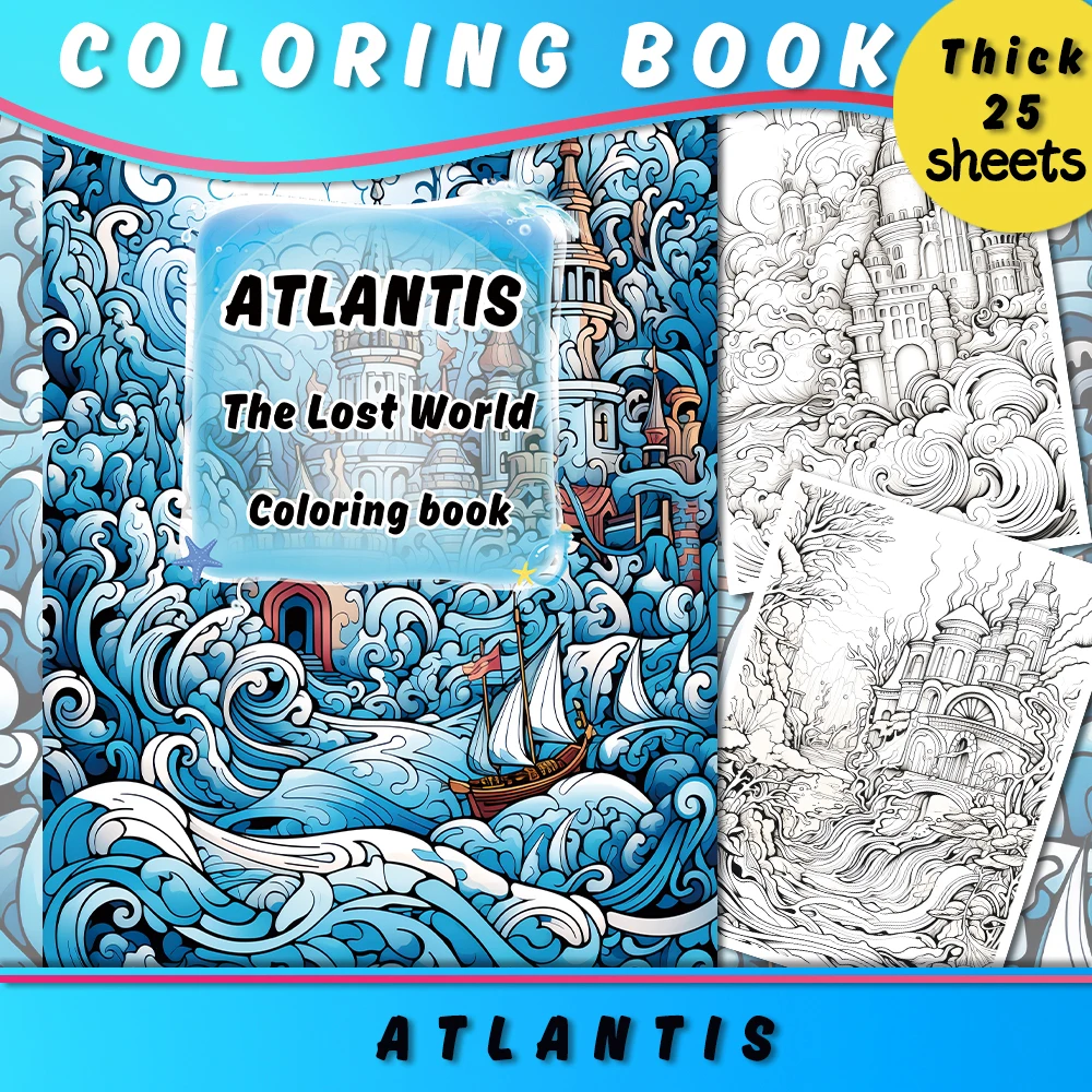 1 Stück, Malbuch für Erwachsene, Malbuch für Teenager, 25 verschiedene Muster, 100 g/m2 dickes Papier, Stressabbau, Geburtstagsgeschenk Image