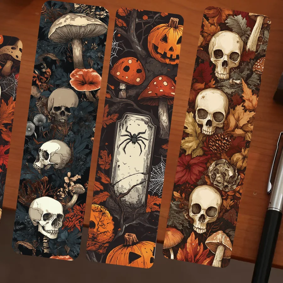 30Pcs Cartoon Halloween Skeleton Lesezeichen Einfache Handheld Kreative Material Ins Lesen Papier Lesezeichen DIY Graffiti Lesezeichen Image