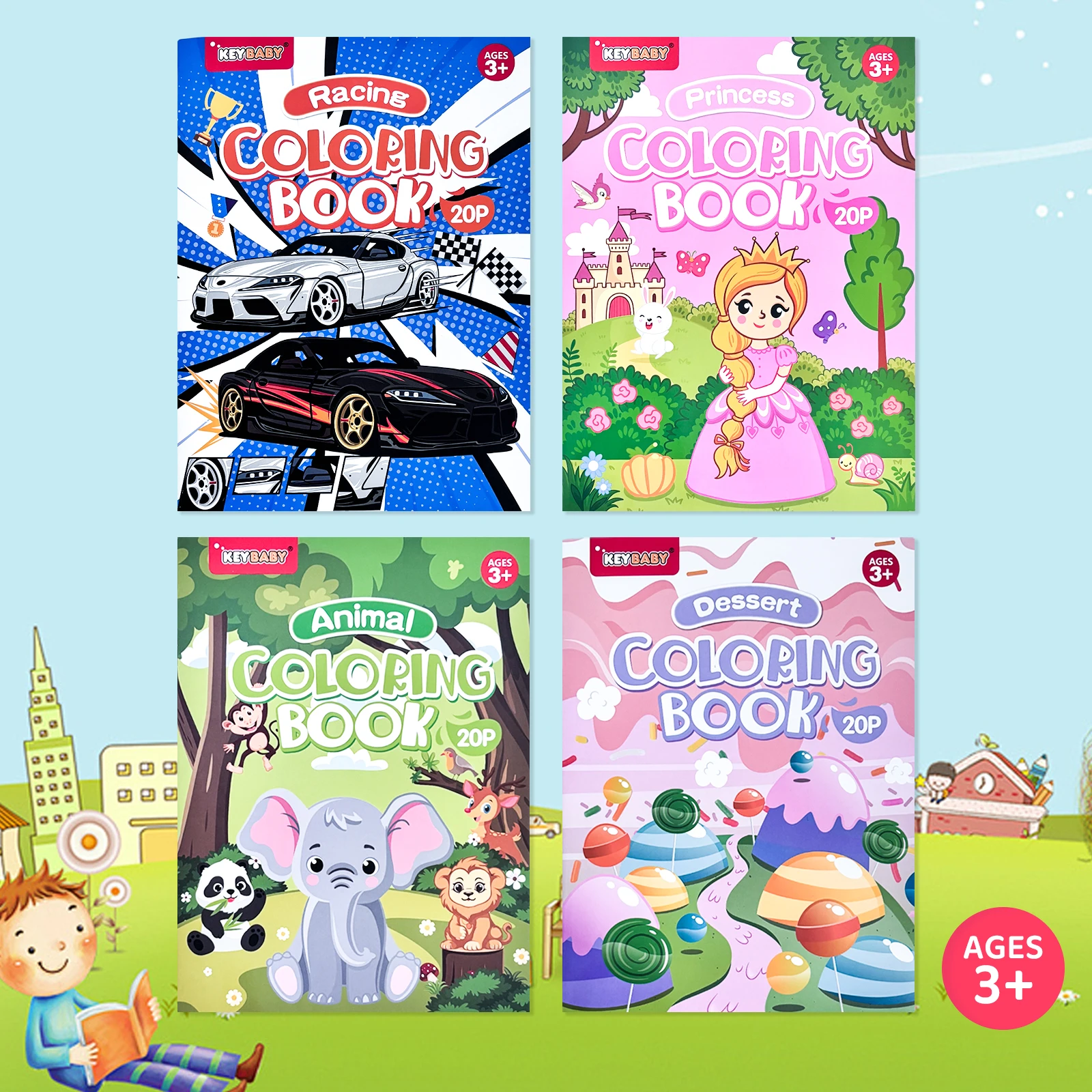 Kreatives Malbuch-Geschenkpaket mit 4 exquisiten Mustern mit Prinzessinnen, Tieren usw. Tolles Geschenk für Ihre Familie Image