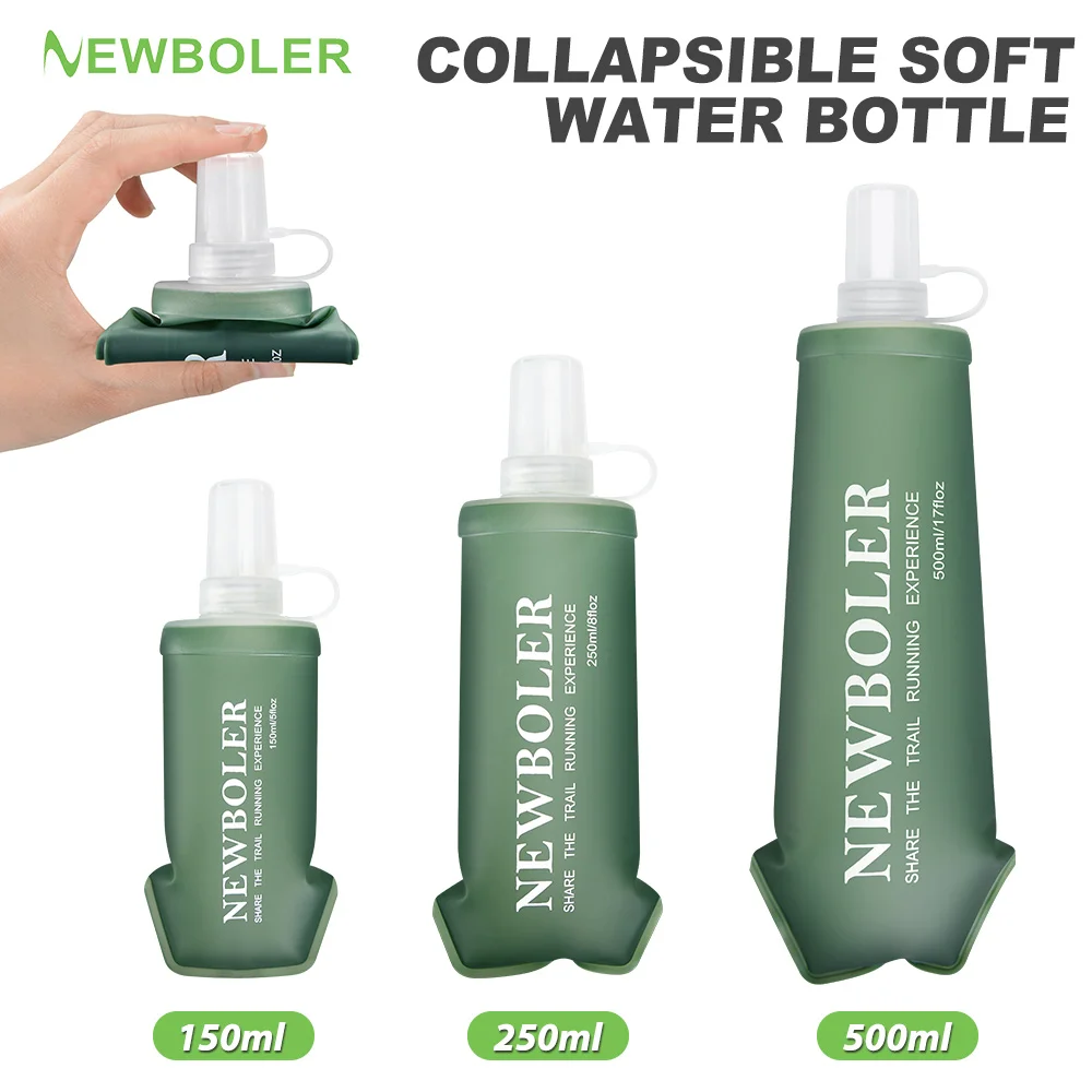1PC 150ml/250ml/500ml Outdoor Faltbare Silikon Biss Größe Wasser Flasche Laufen Camping wandern Reise Bequeme Wasser Flasche Image