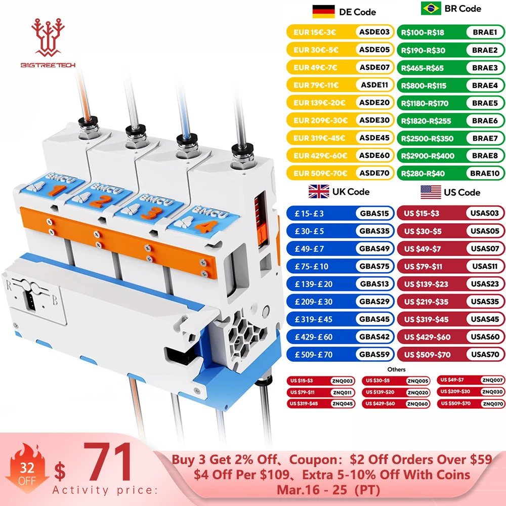 BIGTREETECH BMCU-370 Automatisches Materialsystem für Mehrfarben- und Multimaterial-Druck, Open-Source für Bambu Lab P1P P1S A1 A1 MINI Image