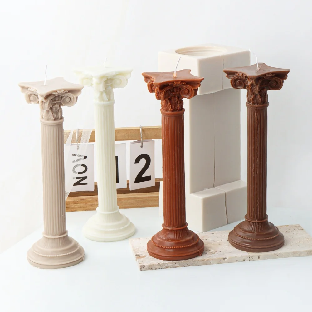Europäische Architektur Römische Säule Silikon Kerze Form Retro Muster Spalte Dekoration Gips Spalte DIY Form Wohnkultur Geschenk Image