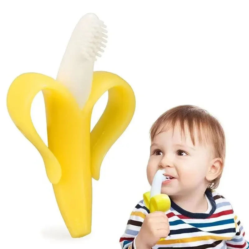 Silikon-Beißring in Bananenform, Sicherer Kleinkind-Beißring, Baby-Silikon-Zahnbürste, BPA-frei, Bananen-Beißring zur Zahnpflege Image