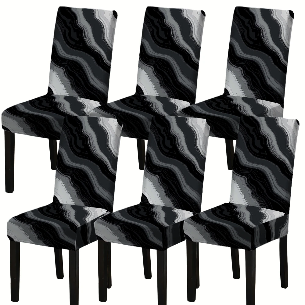 4/6 Stück elastische Esszimmerstuhlbezüge, dehnbar, abnehmbar, waschbar, Schutz für Zuhause, Restaurant, weiß, universelle Passform, Spandex-Staub Image