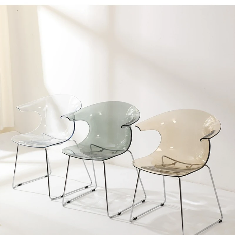 Transparenter Esszimmerstuhl, Acryl, schlicht, Restaurantstuhl, Kreativität, Verhandlung, Freizeitstuhl Image