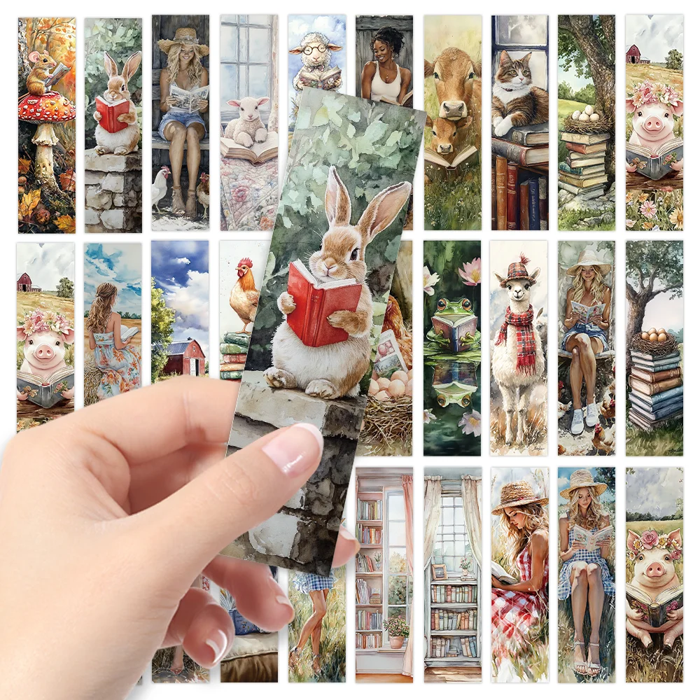 32 Stück, Lesezeichen im ländlichen und pastoralen Stil, warme und heilende Serie, perfekt für Lehrer, Leser und Buchliebhaber, Geburtstagsgeschenk Image