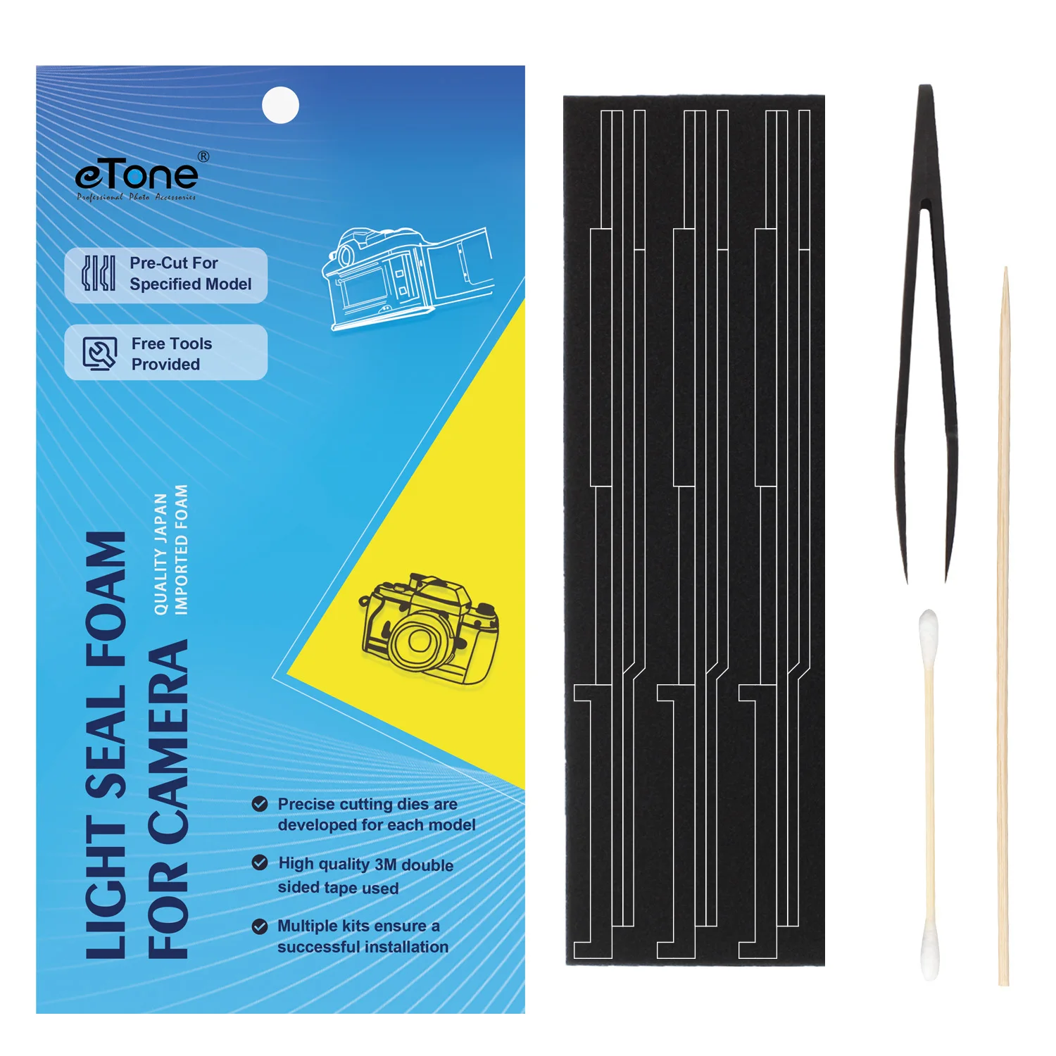 eTone Selbstklebende, lichtbeständige Kamera-Dichtung, Schaumstoffschwamm, individuelle Reparatursätze, Zubehör für Nikon FE FM FE2 FM2 FM2N FM2T Image