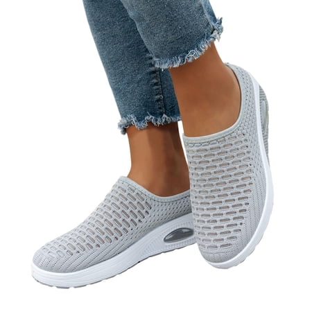Womens Summer Mules Mules for Women 2026 Backless Sneakers for Women Women s Mules Backless Tennis Shoes for Women Hollow Out Women s Ladies Mesh Shoes Footwear Flat Breathable Shoes Light Gray 8