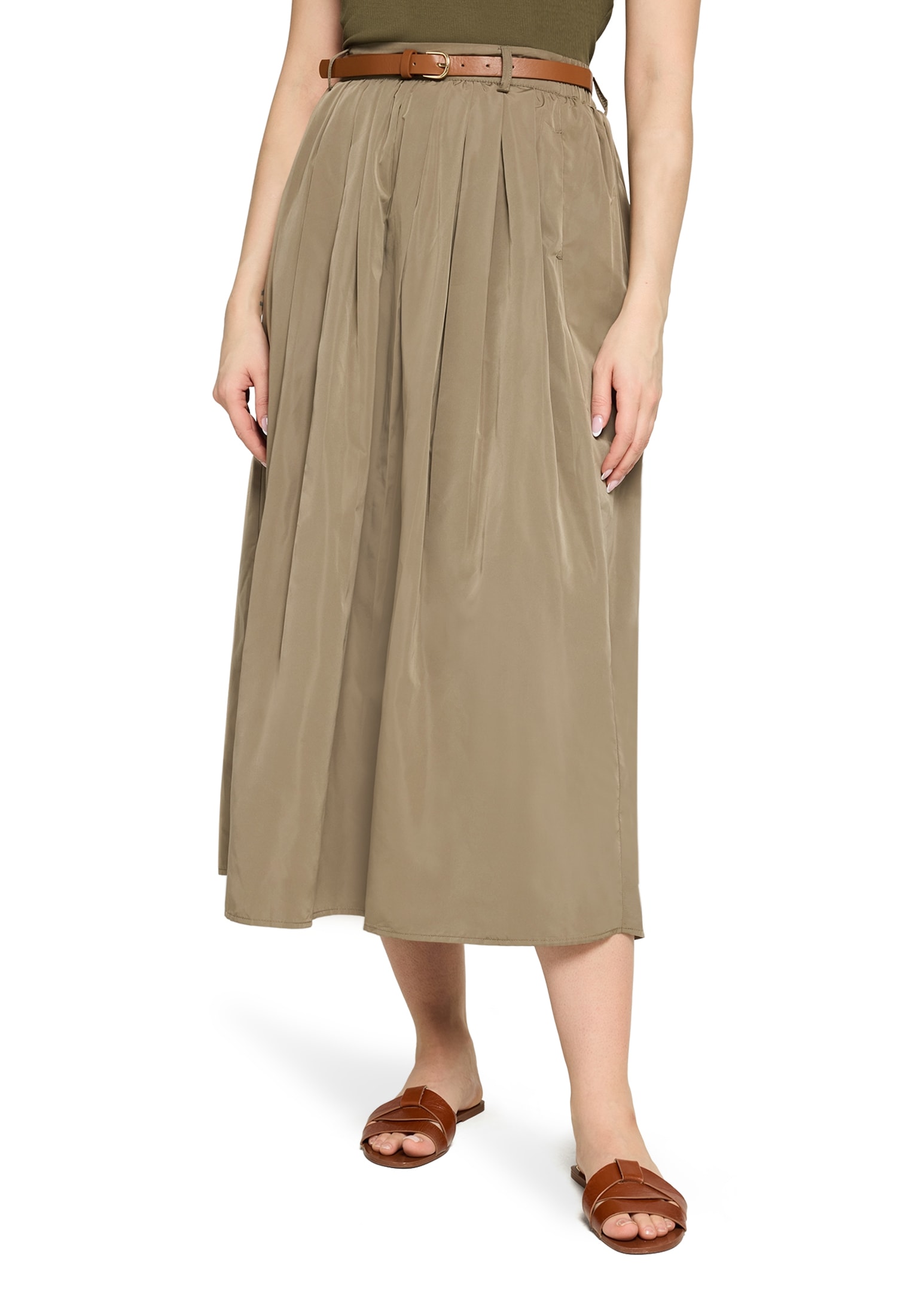 Maxirock CARTOON "Damen mit Gürtel", Damen, Gr. 44, khaki, Obermaterial: 100% Polyester, ausgestellt lang, Röcke Maxirock Image