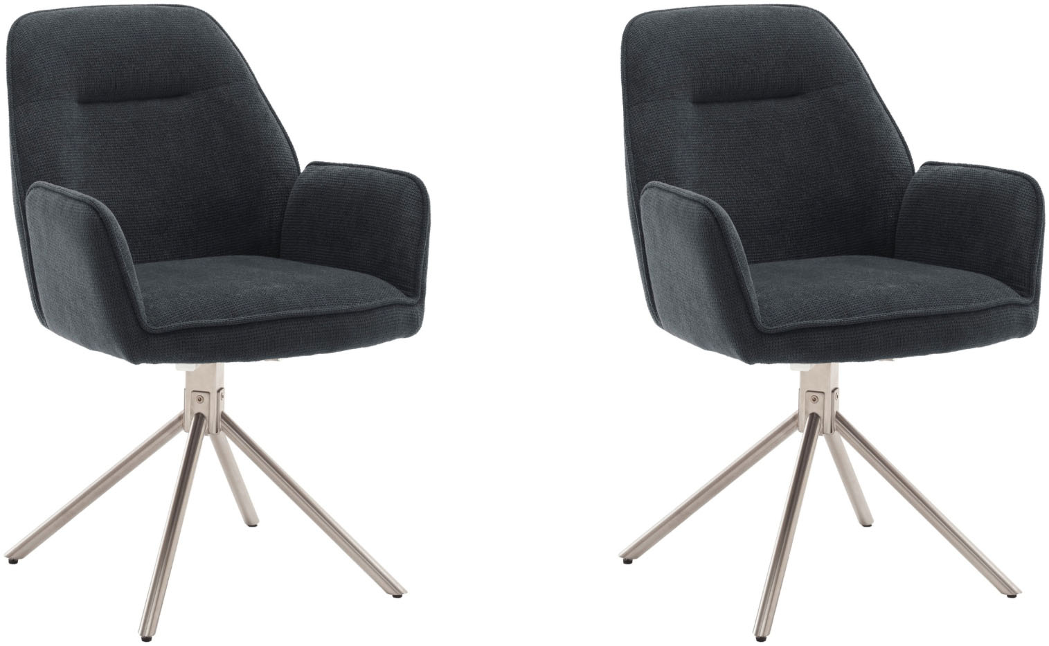 4-Fußstuhl MCA FURNITURE, anthrazit, edelstahlfarben, anthrazit, B:60cm H:89cm T:64cm, Polyester, Stühle, 180 drehbar Image