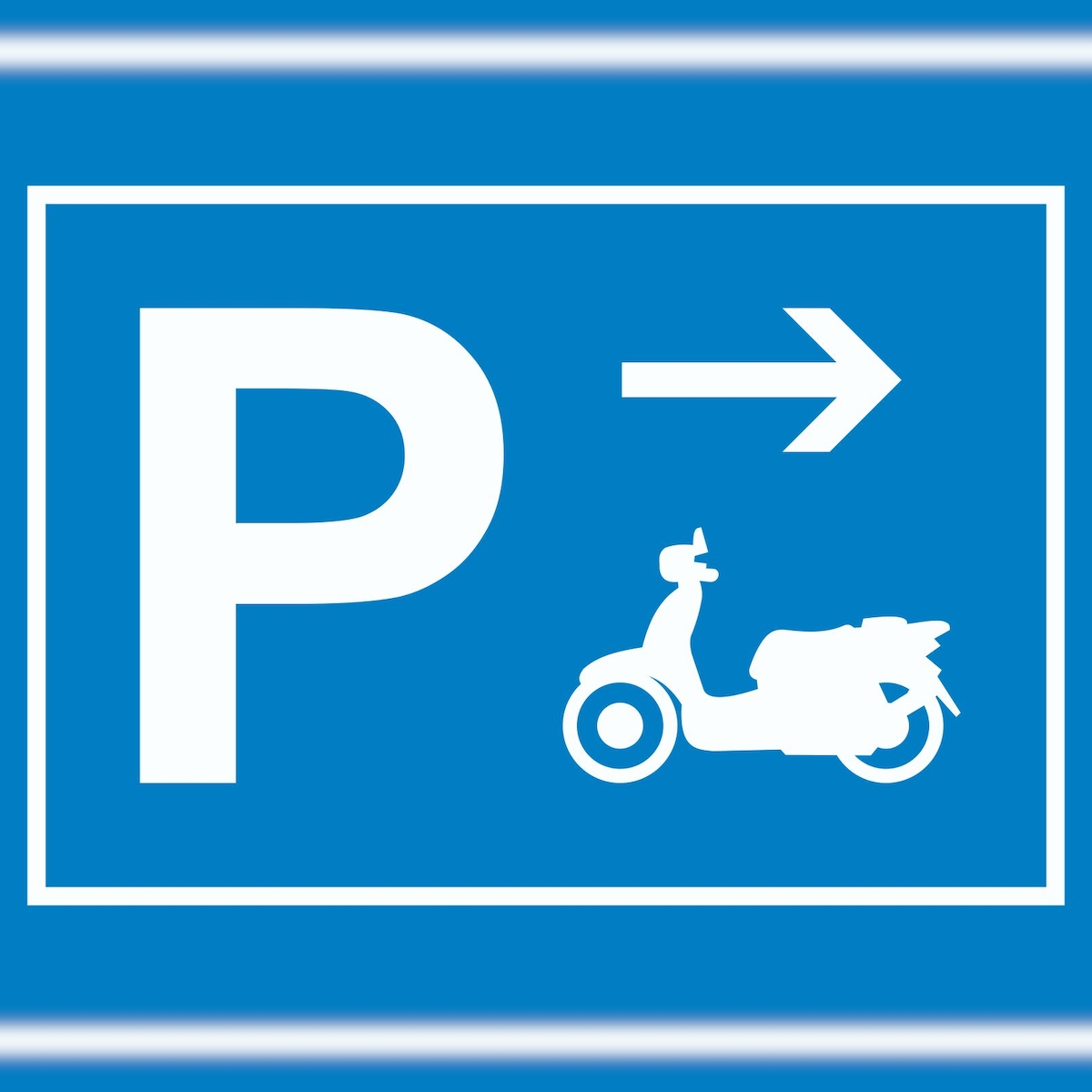 HB-Druck Motorroller Parkplatz mit Richtungspfeil rechts Schild waagerecht A2 Rückseite selbstklebend Image