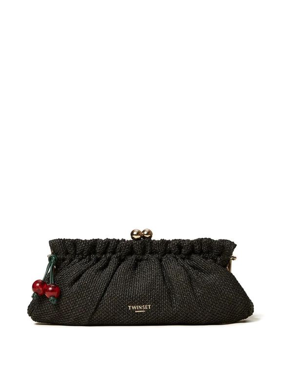 Cherry-Detail Clutch Bag - Black - Twinset Clutches