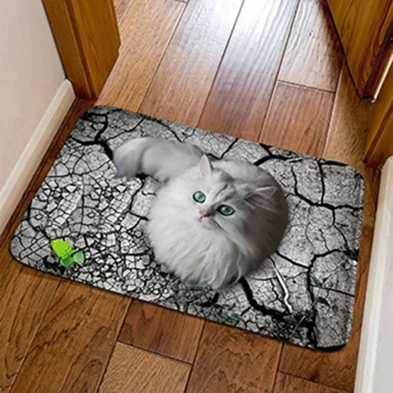Cute Cat Pattern Mat Bathroom Absorbent Bedroom Door Mat Home Decoration Kitchen Balcony Living Room Entrance Entrance Carpet