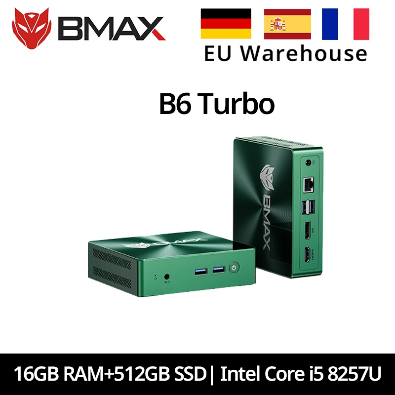 BMAX Mini-PC B6 Turbo Intel Core i5 8257U Windows 11 16GB RAM 512GB SSD HDMI USB DP Bluetooth WIFI Computer Image