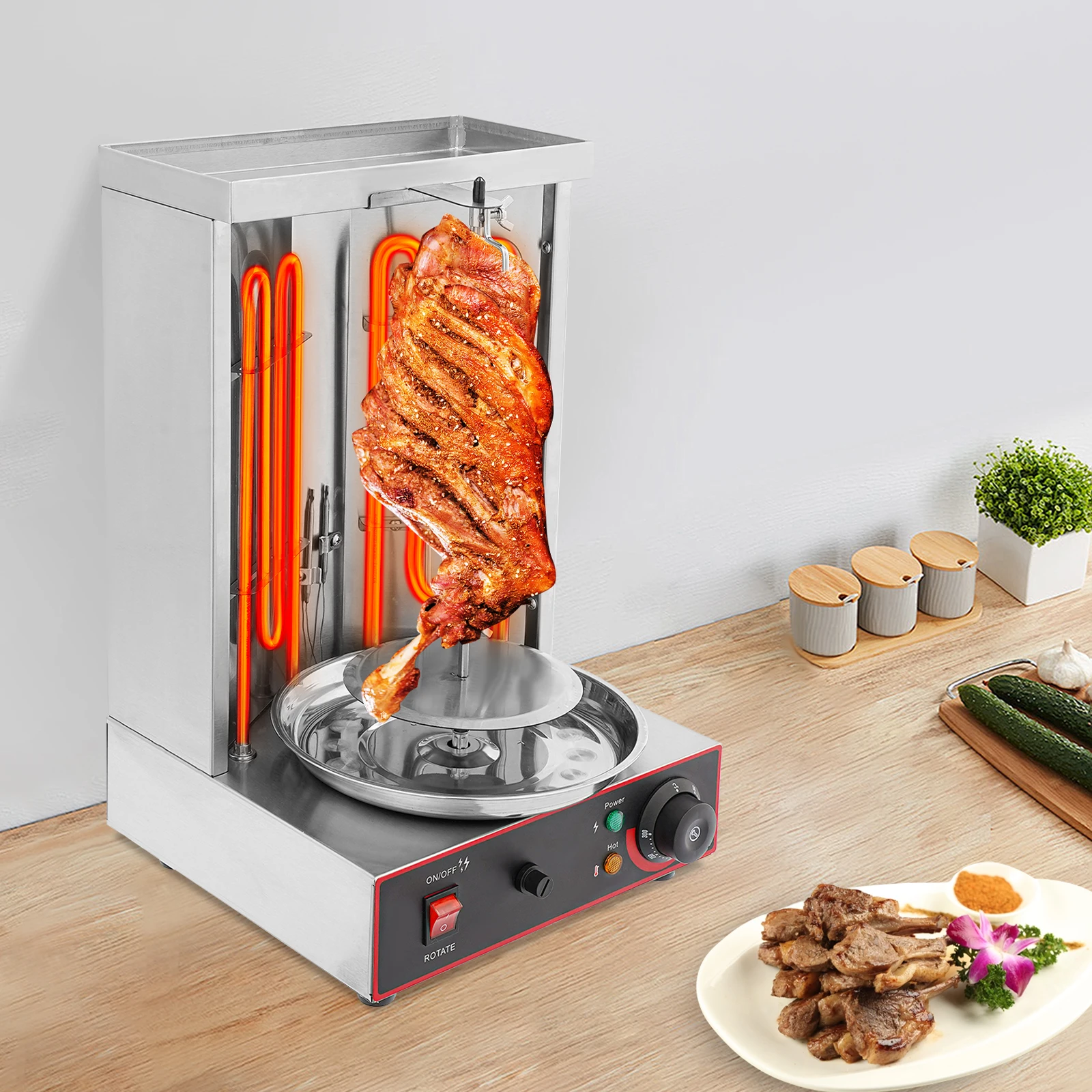 3000W Elektrischer Shawarma-Grill 220V EU-Stecker 6 U/min 10kg Belastbarkeit 50-300 ℃ für Zuhause und Restaurants Image