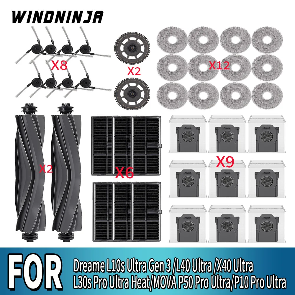 Für Dreame L10s Ultra Gen 3 /L40 Ultra /X40 Ultra/L30s Pro Ultra Heat /Mova P10 Pro Ultra Hauptbürste Filter Wischmopp Beutel Ersatzteile Image