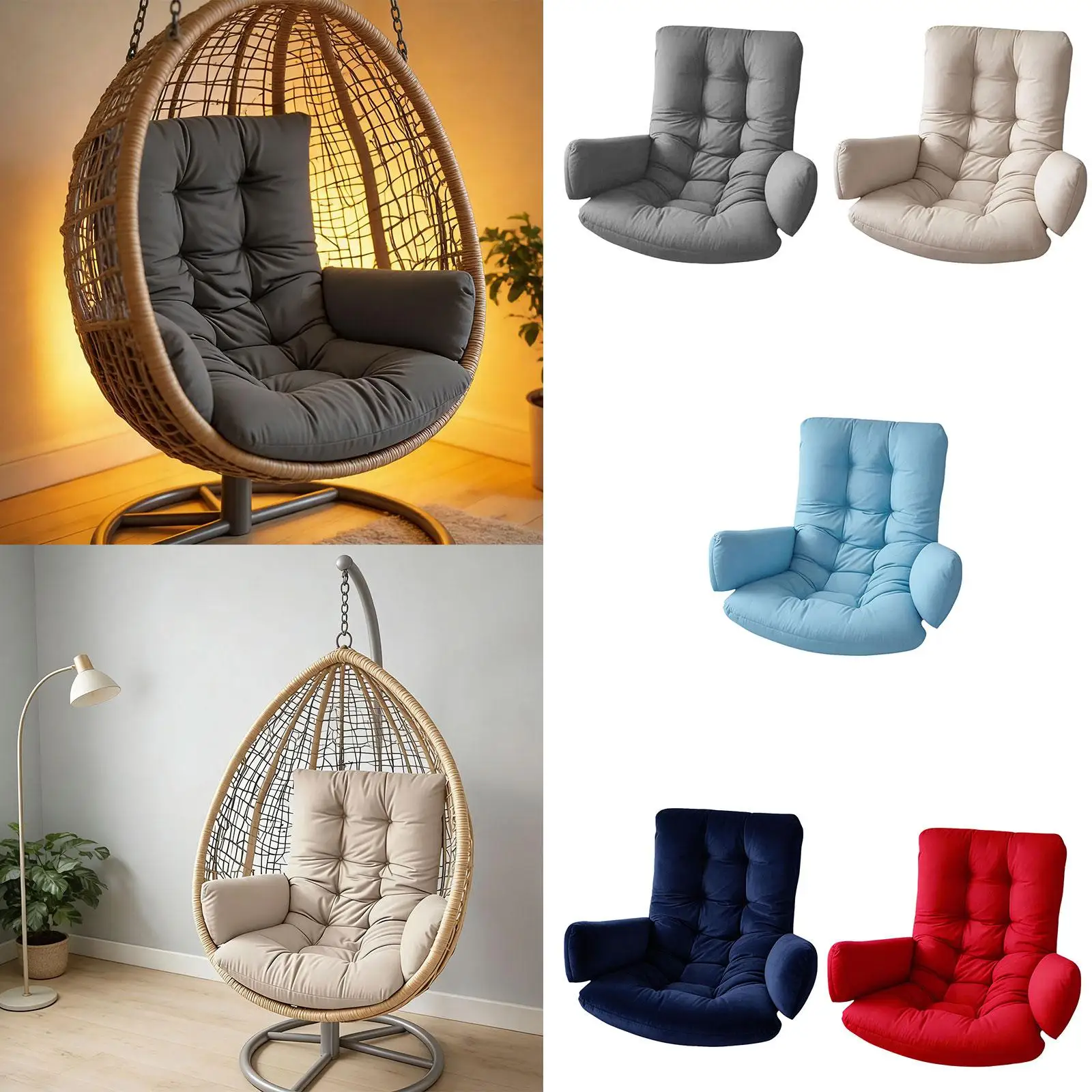 Schaukelkissen, Rückenstützkissen für Hängesessel, Gartenschaukel-Sitzauflage für Gartenmöbel