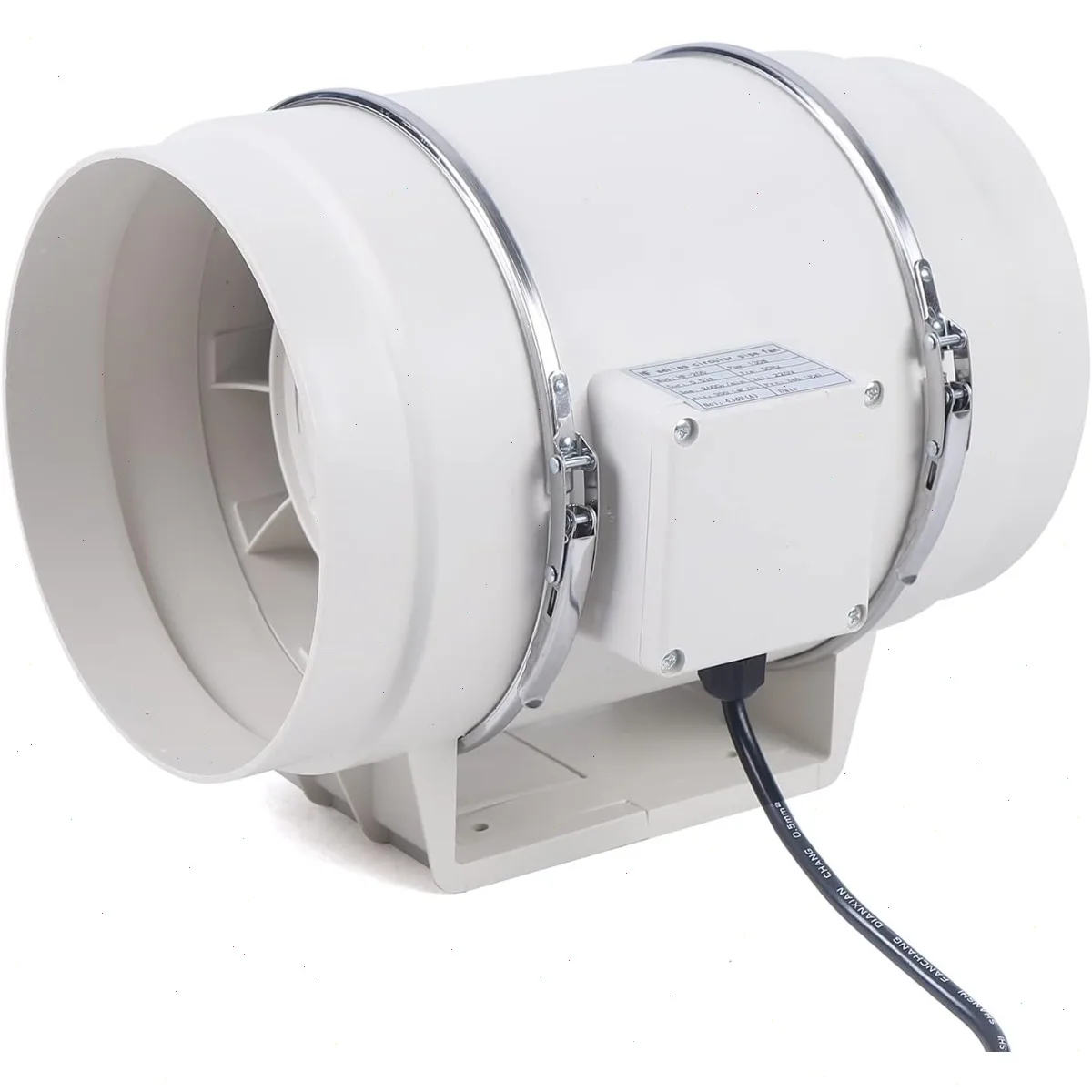 Inline-Rohrventilator, 136W Hoher Luftdurchsatz 900m³/h Lüftungs-Abluftventilator, Weißer Abnehmbarer Abluftventilator für Growzelt Küche Bad Image