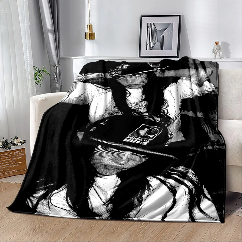 Modische Billie Eilish Sängerin Star Flanell-Decke Weiche Warme Wurfdecke für Schlafzimmer Wohnzimmer Bett Reisen Camping Picknick Geschenk Image