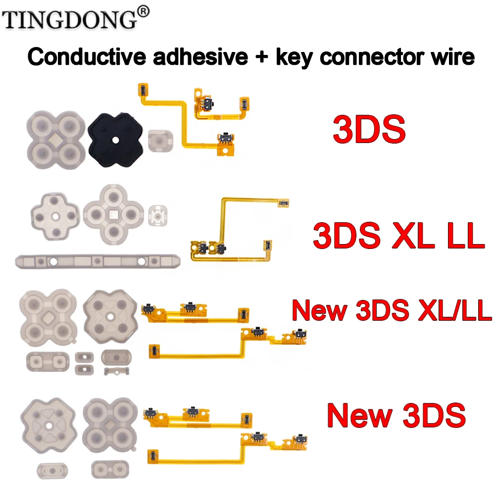 Für 3DS/NEW 3DS LL XL/NEW 3DS Ersatz-Tastenset mit linken und rechten Tasten, Verkabelung, D-Pad, leitfähigem Kleber Image