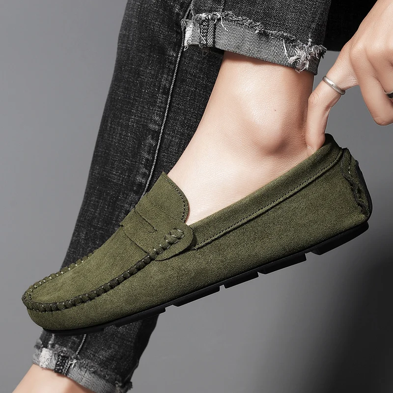 Mode Wildleder Männer Casual Schuhe Atmungsaktive Leder Herren Loafer Slip auf Männlich Fahren Schuhe Luxus Marke Komfortable Boot Schuhe