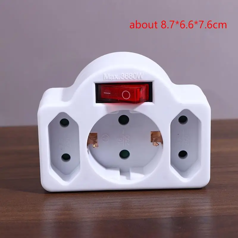 16A Stecker Adapter Reise Lade Deutsch Standard Power Converter Für Portugal Türkei 1 Zu 3 Stecker EU Steckdose Adapter mit Schalter Image