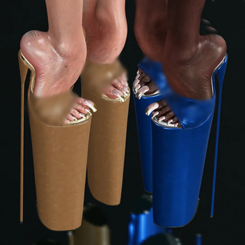 Blau Plus Plattform Slip Auf Sandalen Dünne High Heel Sexy Modische Kühlen Sommer Casual Große Größe Frau Schuhe Zapatillas Mujer