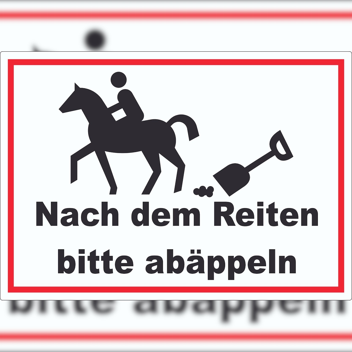 HB-Druck Bitte abäppeln Aufkleber Pferde, Reitplatz A6 (105x148mm) Image