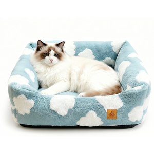 Xbrigh Orthopedic Plush Easy-Clean Dog Bed, Blue, Small