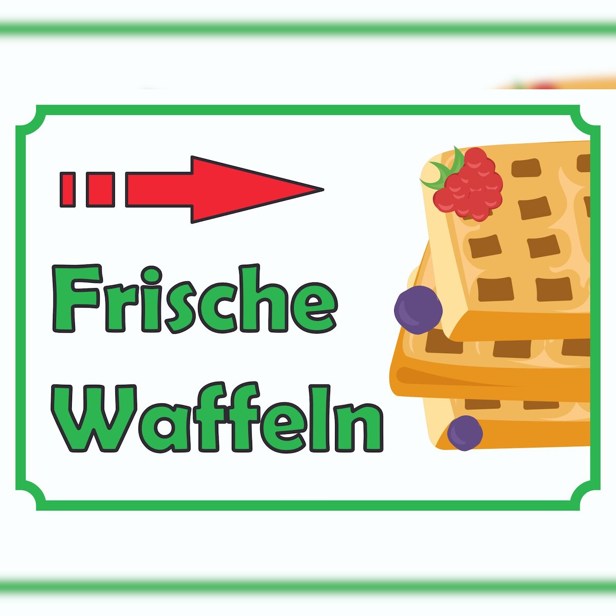 HB-Druck Frische Waffeln Schild mit Pfeil rechts A5 Rückseite selbstklebend Image