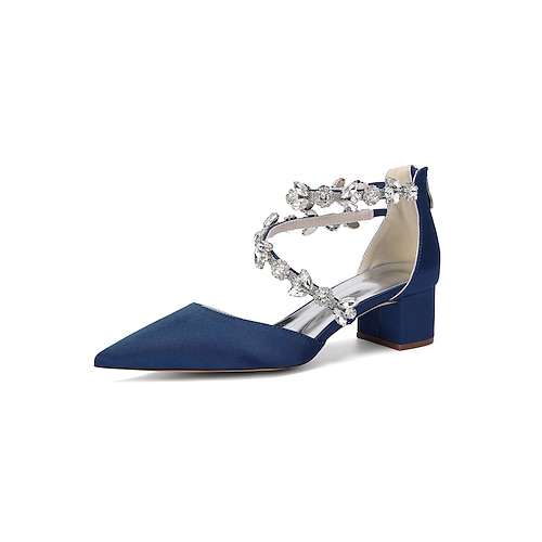 Weiße Damen-Sandalen mit Blockabsatz – elegante Brautschuhe mit Kristallriemen für Gartenhochzeiten Image