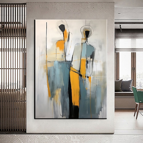 Ölgemälde, handgemalte Wandkunst, abstraktes Gemälde, Figurenbild, Wandkunst, grüne abstrakte Malerei, Kunstdame, abstraktes Gemälde, große moderne Wandkunst, Heimdekoration, fertig zum Aufhängen oder Image