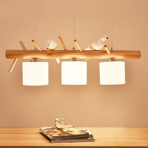 Pendelleuchte Hängelampe Insel Pendelleuchte Nachttischlampe 3-Licht 80 cm Pendelleuchten Holz Bambus Glas Lackierte Oberflächen Moderne zeitgenössische 110-120V 220-240V Image