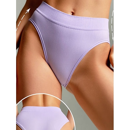 Damen Slips Elastischer BundNightwearBaumwolle Nylon Einfarbig Mode Niedlich Hellblau Schwarz Weiß Purpur Beige Winter Frühling Sommer Herbst Winter Image