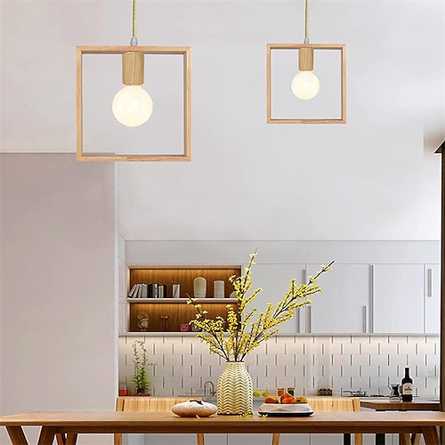 25cm geometrische Formen Single Design Pendelleuchte Holz stilvoll geometrisch kunstvoll modern 220-240v Image