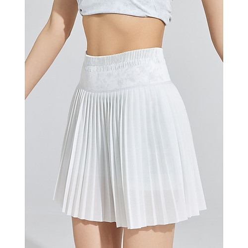 Damen Einfarbig Lässiger Rock Faltenröcke Tennis-Skort Tennisröcke mit Shorts Ärmellos Plissiert Hohe Taille Schnelltrocknend Atmungsaktiv Tennis Golfspiel Badminton Rock Rosa Hellgrau Hellblau Image