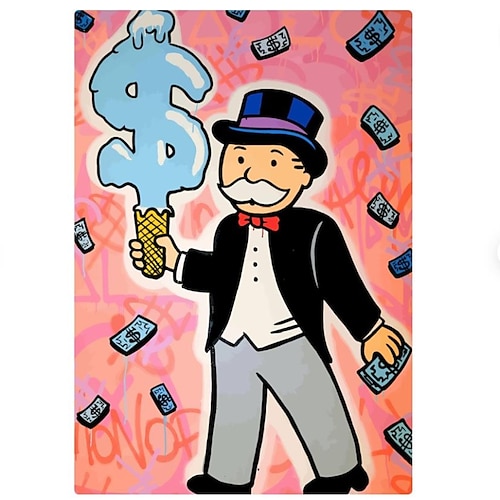 Handgefertigtes handgemaltes Ölgemälde Wall Street Art modernes abstraktes Alec-Monopol-Millionär-Gemälde Heimdekoration Dekor gerollte Leinwand kein Rahmen ungedehnt Image