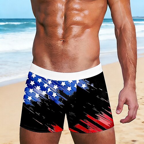 Herren 250. Jahrestag des Unabhängigkeitstages der USA am 4. Juli US Flagge Dehnbare Boxershorts Badeshorts Boxer-Badeshorts Patriotisch Lässig Heim Strandurlaub Elastischer Bund Image