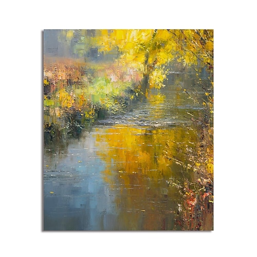 Ölgemälde handgefertigt, handgemalt, Wandkunst, Eindruck, Landschaft, Leinwand, Heimdekoration, Dekor, gespannter Rahmen, fertig zum Aufhängen Image