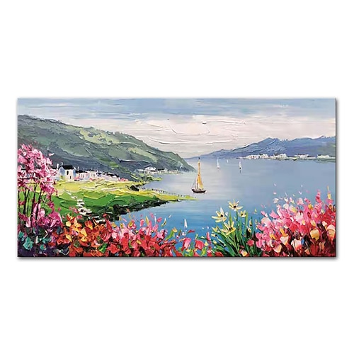 Mintura handgefertigte Landschaftsölgemälde auf Leinwand, Wandkunst, Dekoration, modernes abstraktes Bild für Wohnkultur, gerolltes, rahmenloses, ungedehntes Gemälde Image
