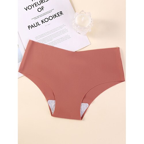 Damen Slips Elastischer BundNightwearBaumwolle Nylon Lässig Einfarbig Mode Niedlich Schwarz Weiß Rosa Leicht Braun Braun Winter Frühling Sommer Image